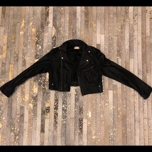 Cropped Black 100% Genuine Leather Jacket
